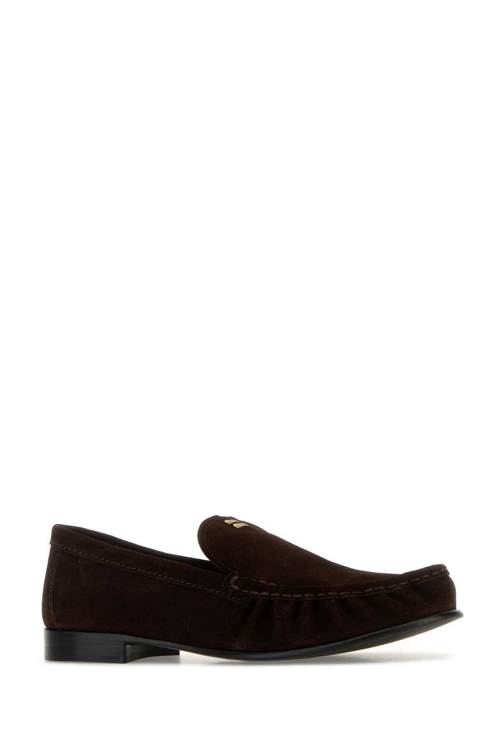 Miu Miu Women Dark Brown Suede Loafers