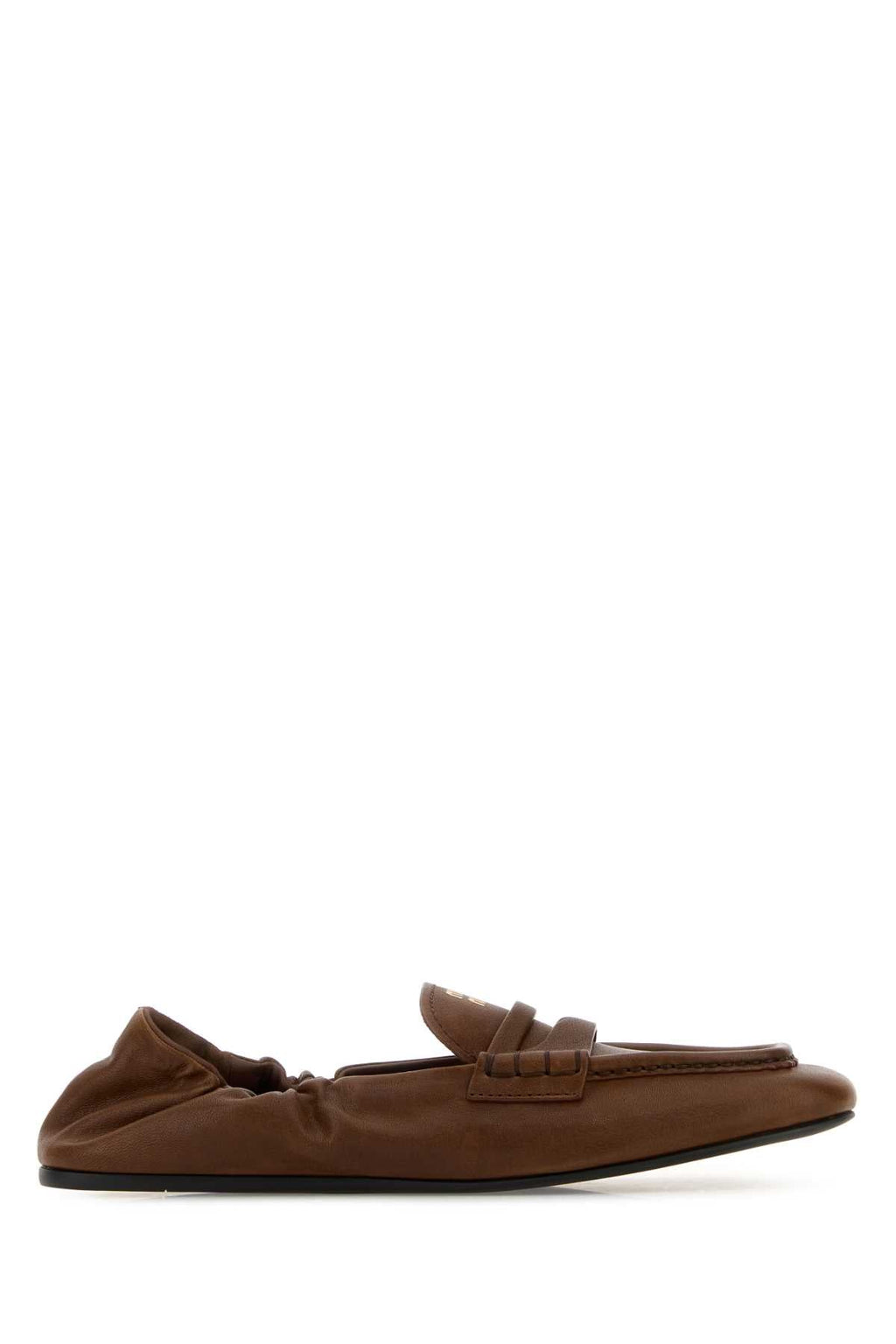 Miu Miu Women Brown Nappa Leather Ruches Loafers