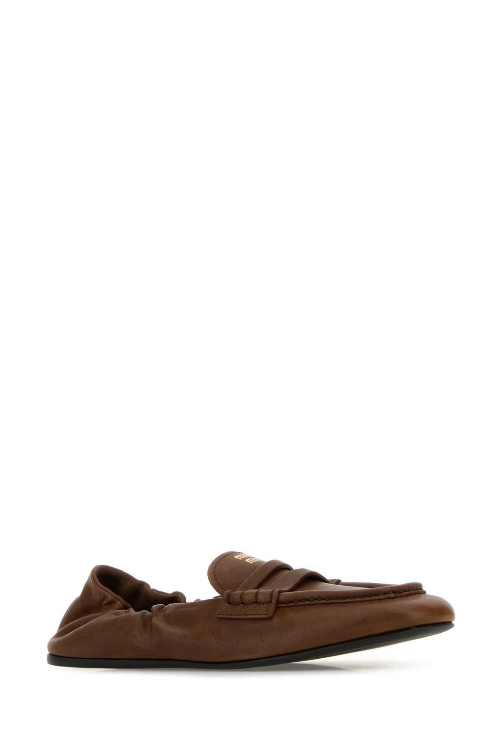 Miu Miu Women Brown Nappa Leather Ruches Loafers