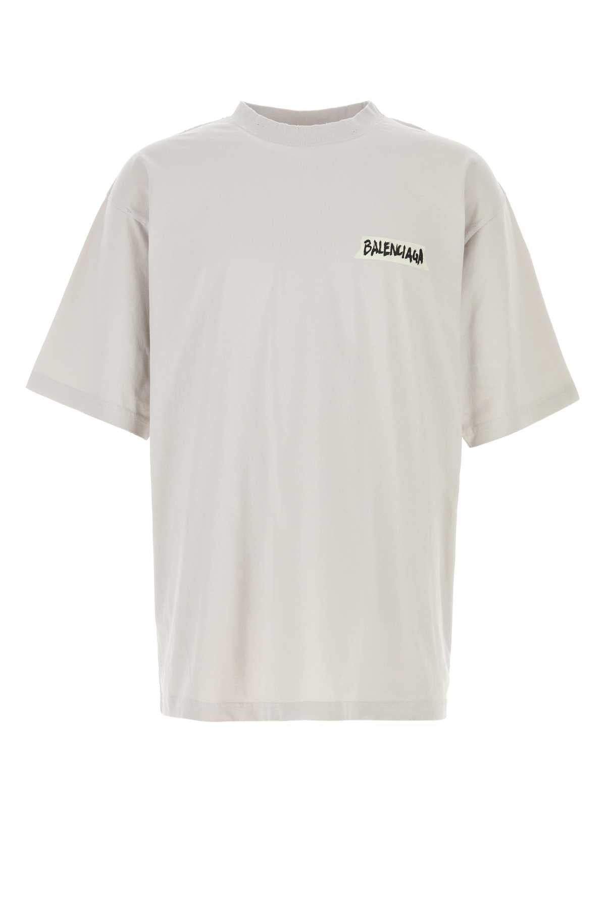 Balenciaga Men Chalk Cotton T-Shirt