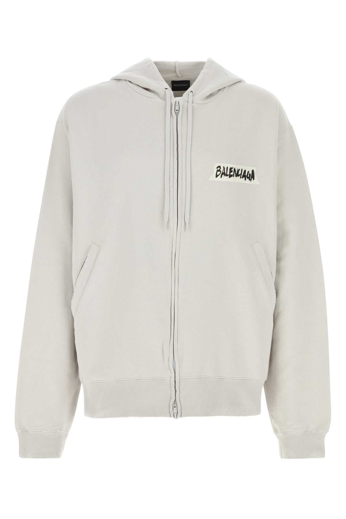 Balenciaga Men Chalk Cotton Sweatshirt