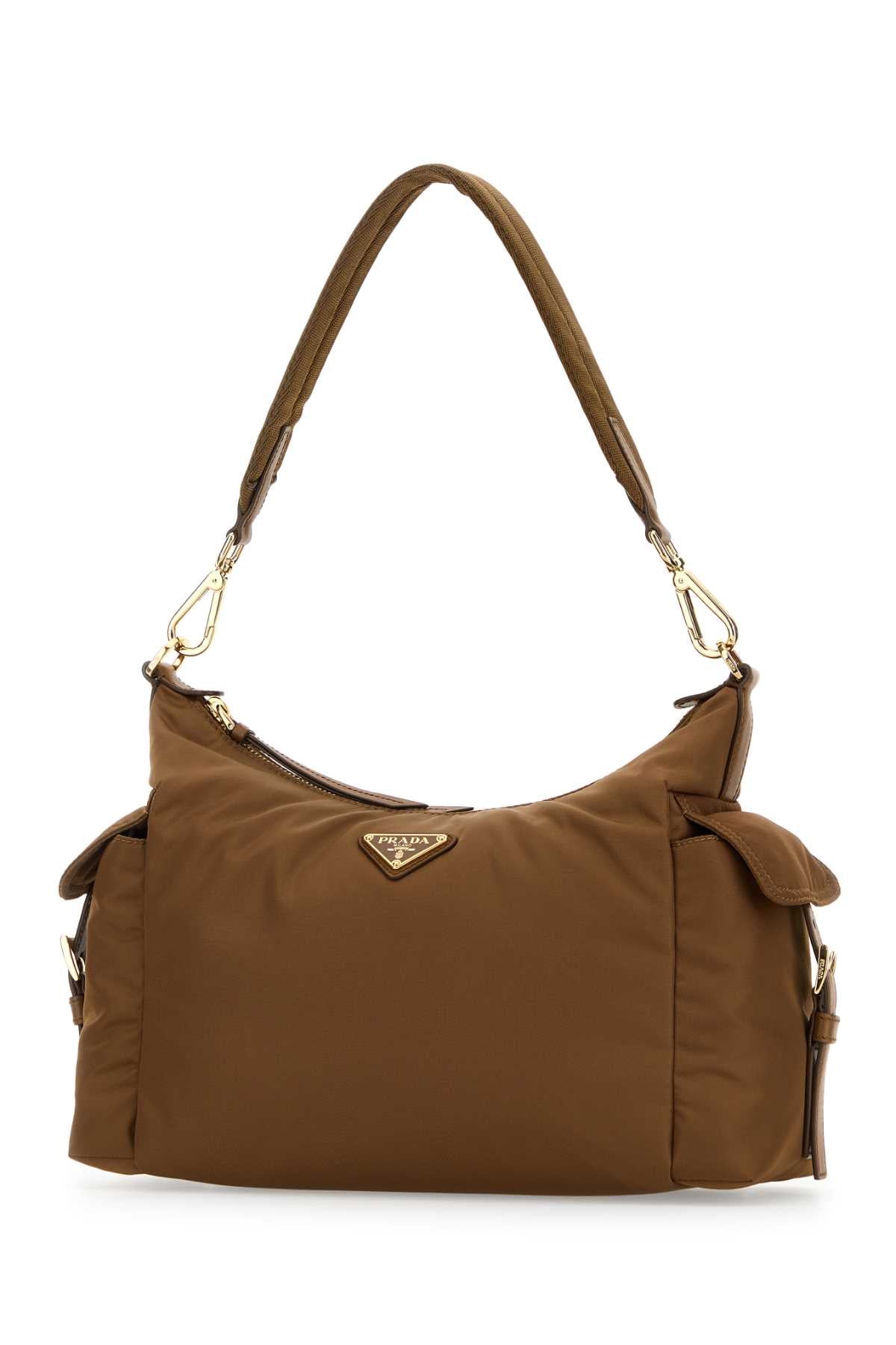 Prada Women Camel Re-Nylon Shoulder Bag