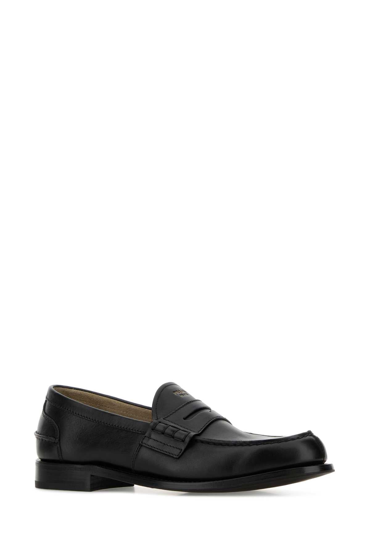 Prada Men Black Leather Loafers