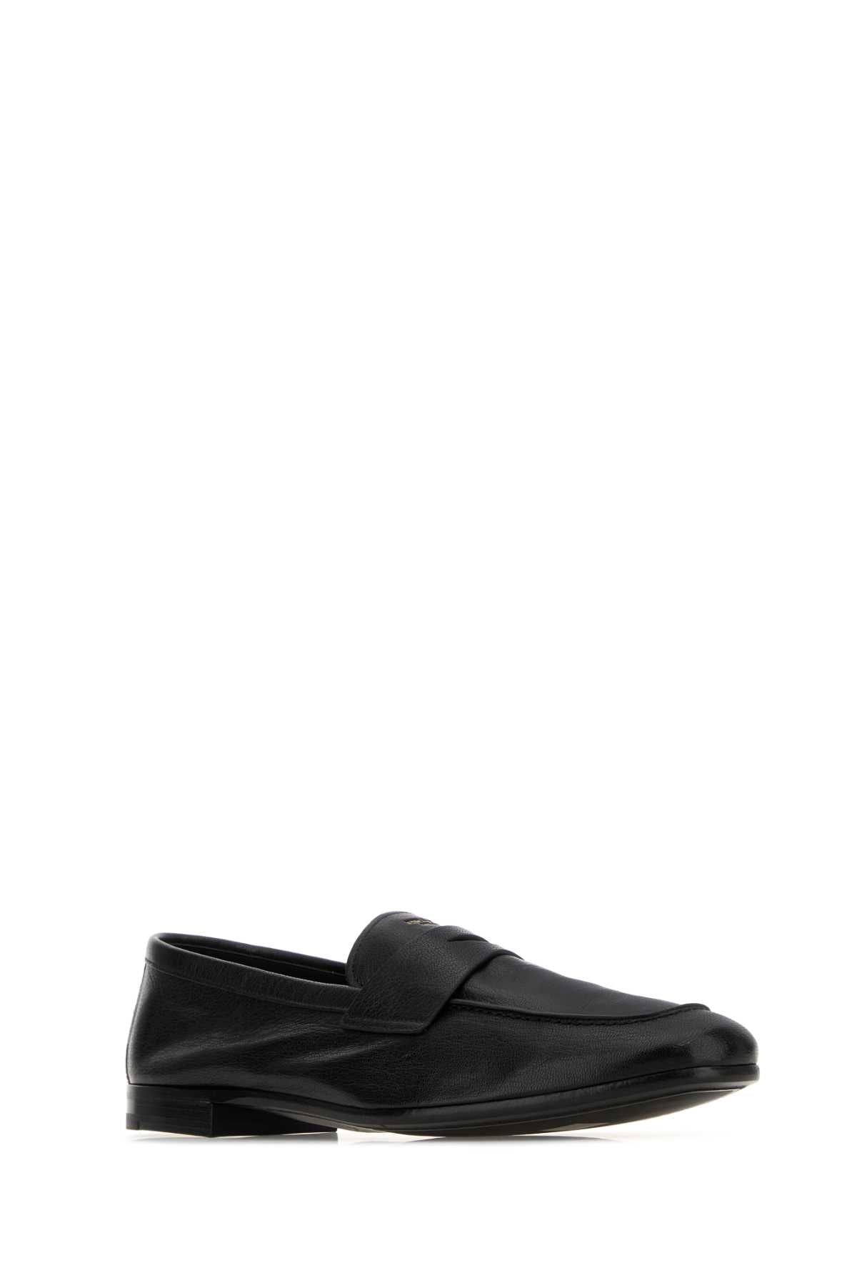 Prada Men Black Leather Loafers