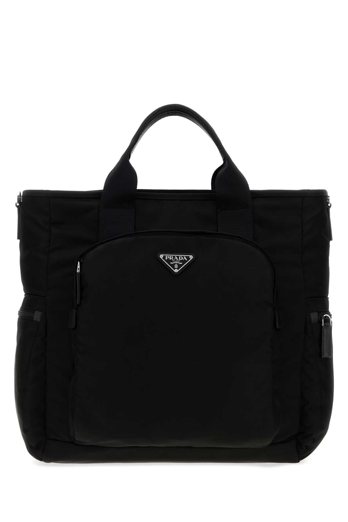 Prada Men Black Fabric Shopping Bag