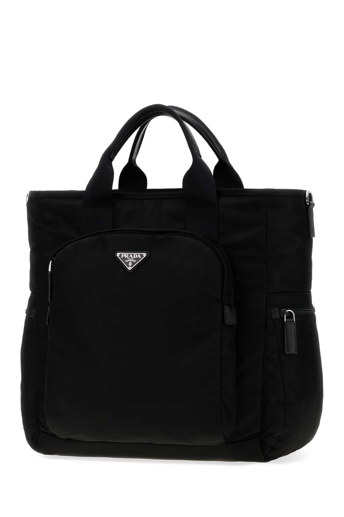 Prada Men Black Fabric Shopping Bag