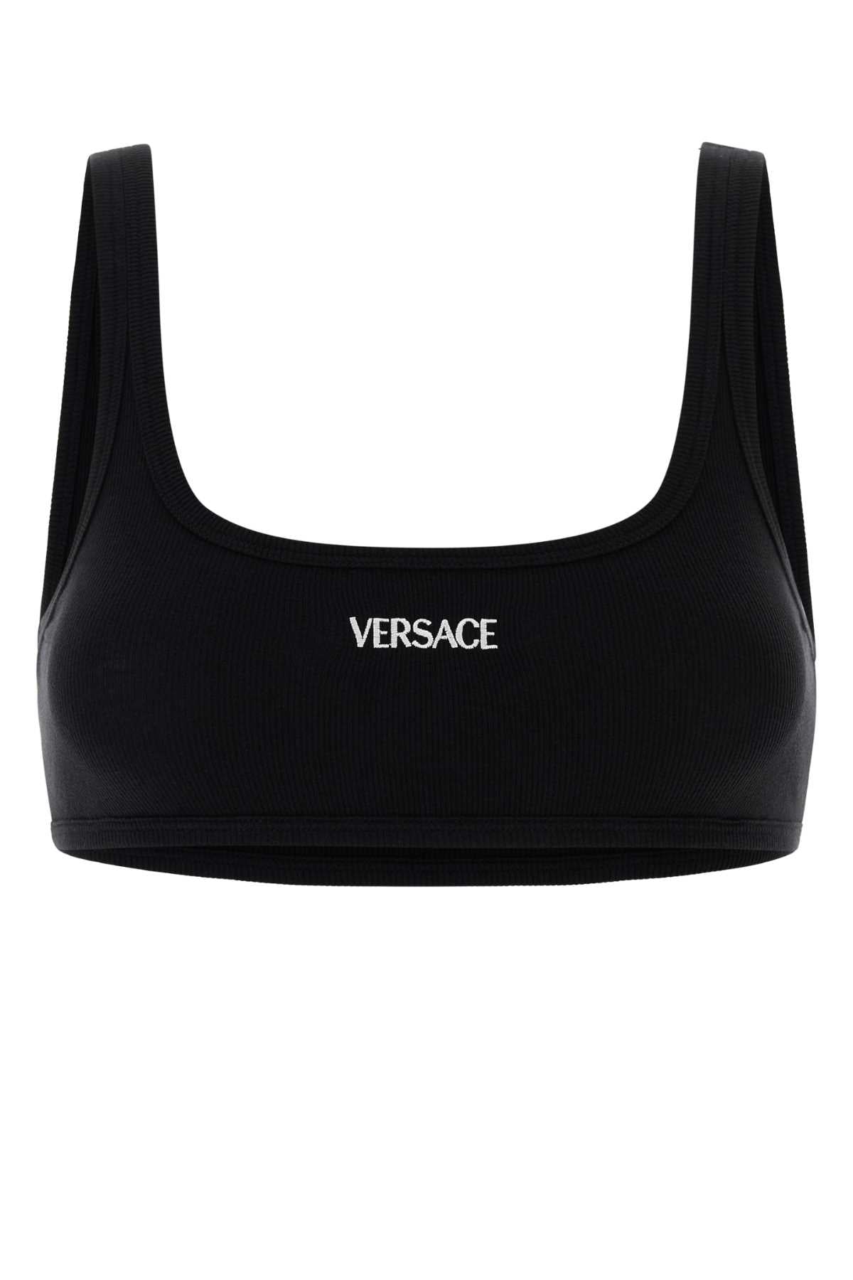 Versace Women Black Stretch Cotton Bra