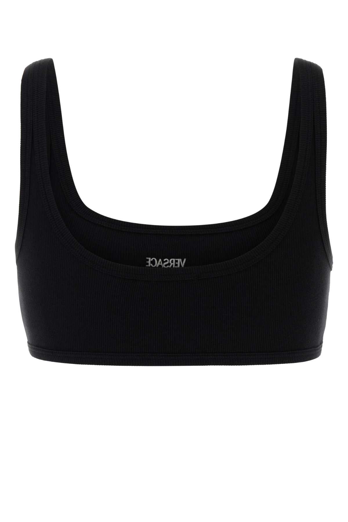 Versace Women Black Stretch Cotton Bra