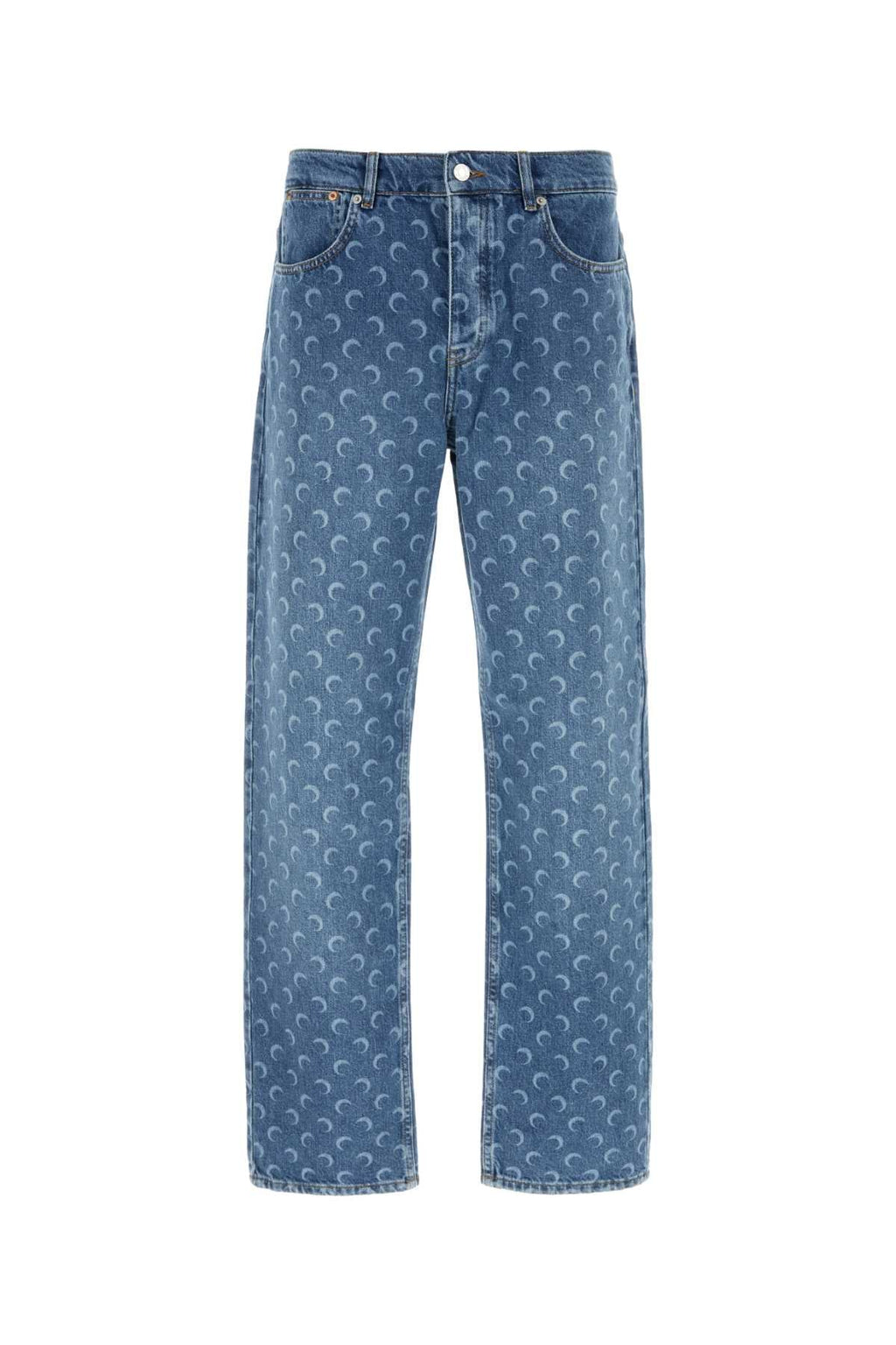 Marine Serre Men Printed Denim Jeans