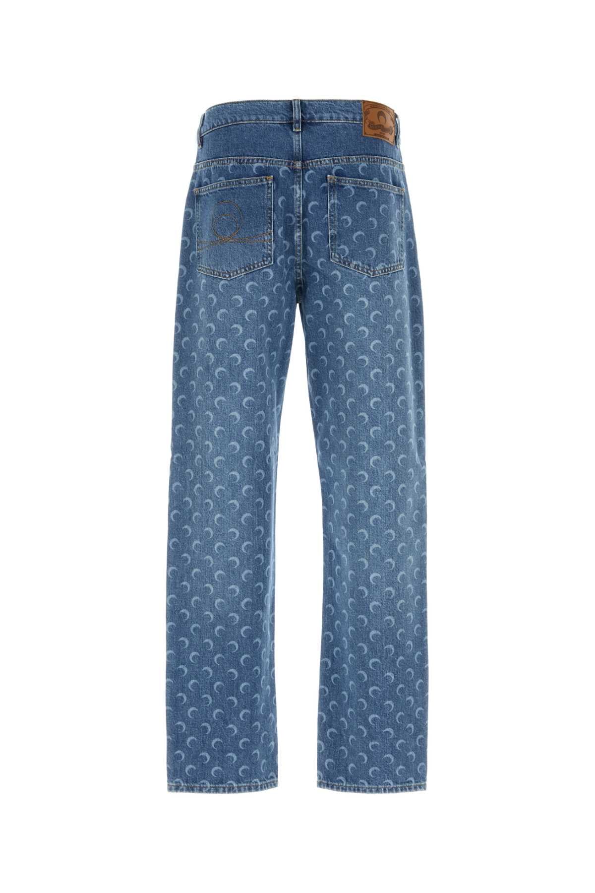 Marine Serre Men Printed Denim Jeans