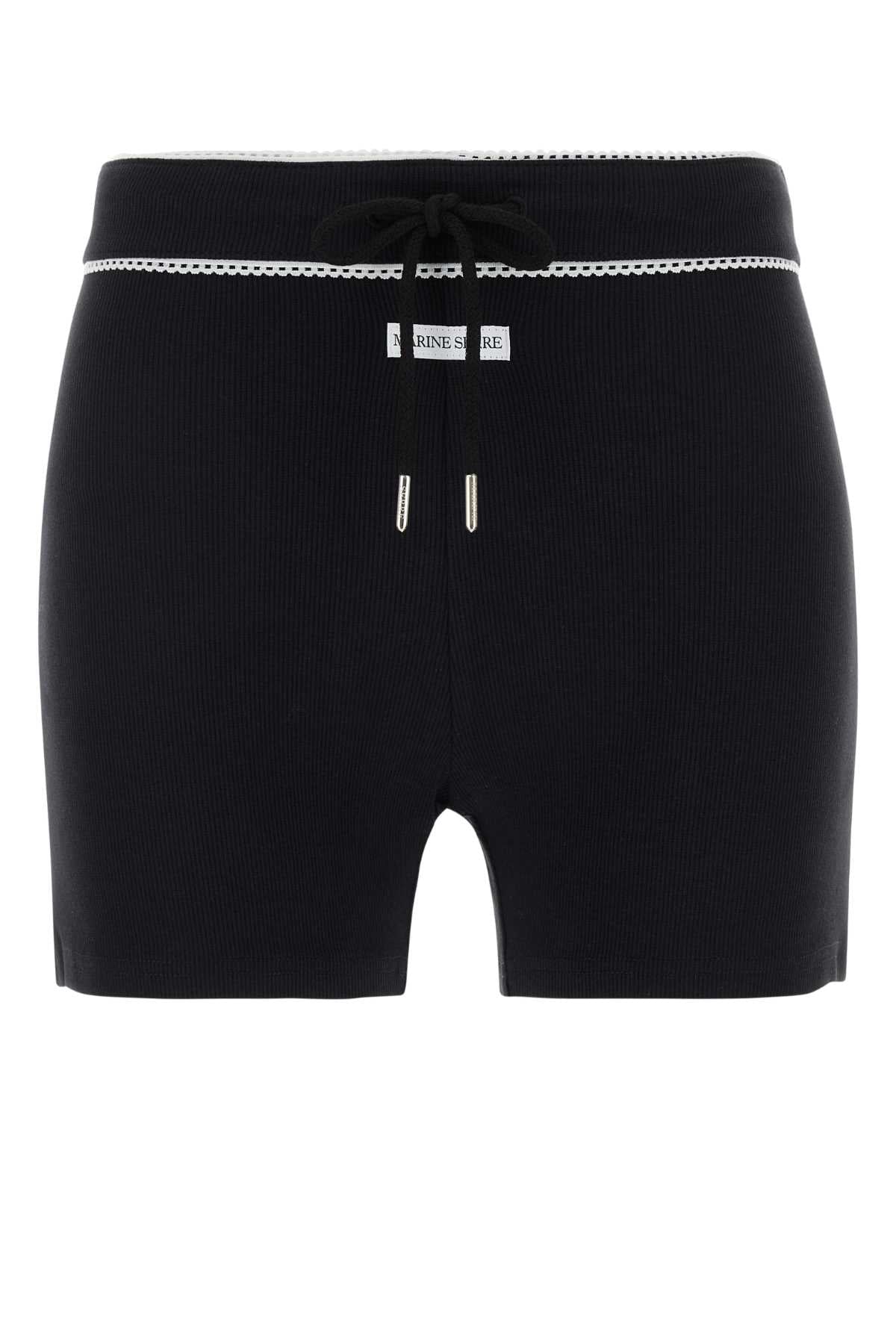 Marine Serre Women Black Stretch Cotton Shorts