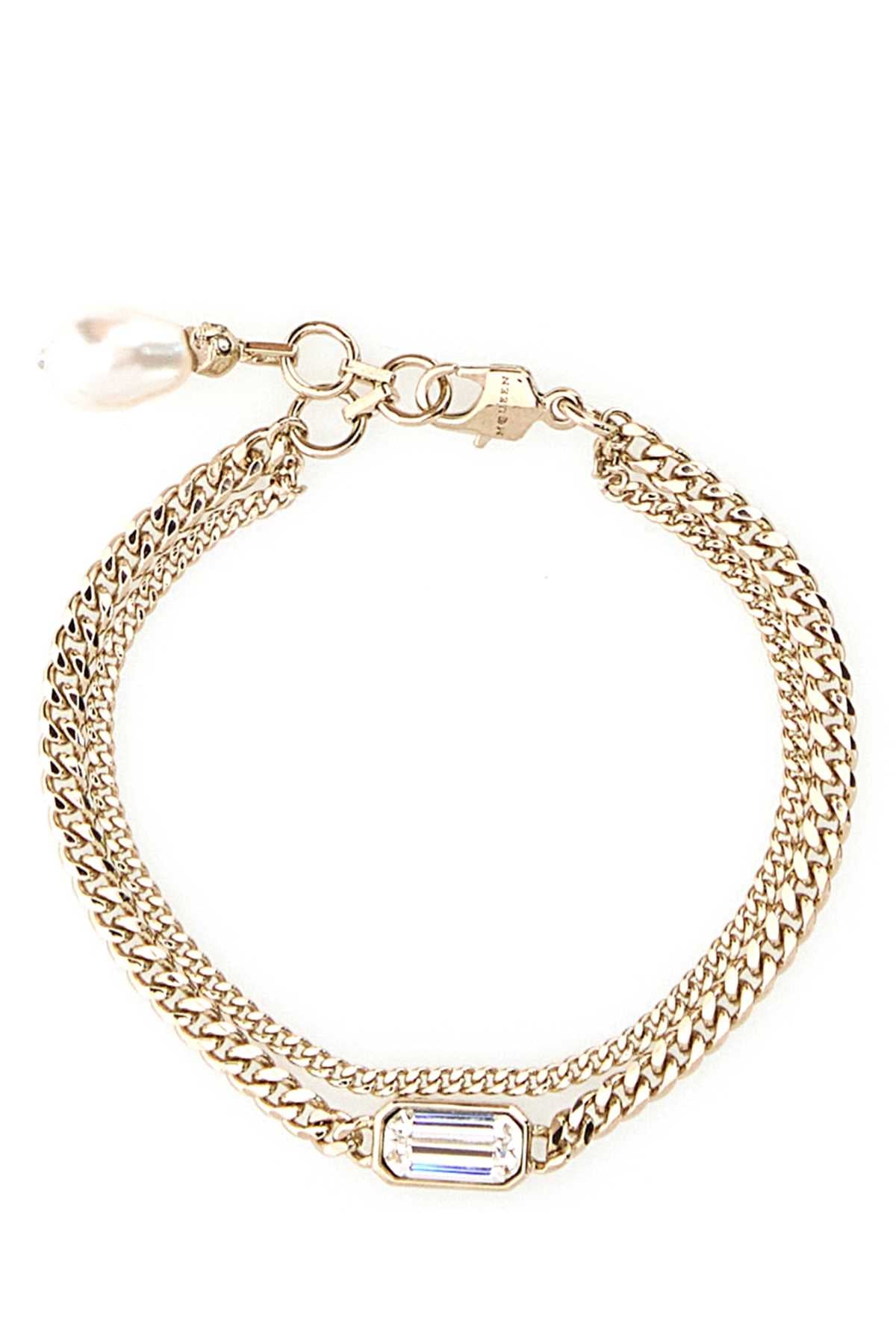 Alexander Mcqueen Women Platinum Metal Skull Bracelet
