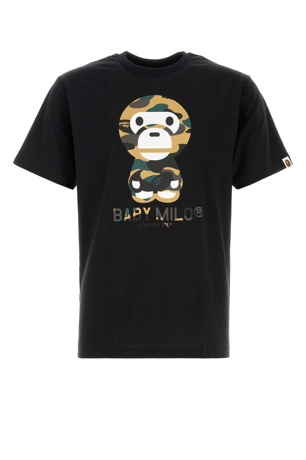 Bape Men Black Cotton 1St Camp Baby Milo T-Shirt