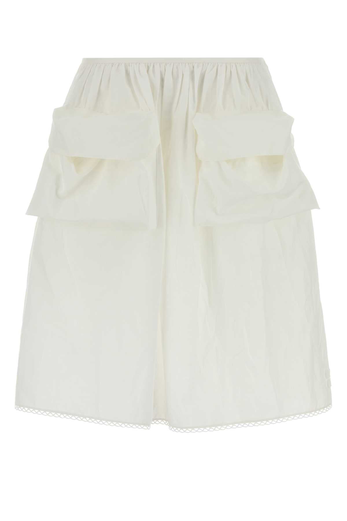 Miu Miu Women White Cotton Blend Skirt