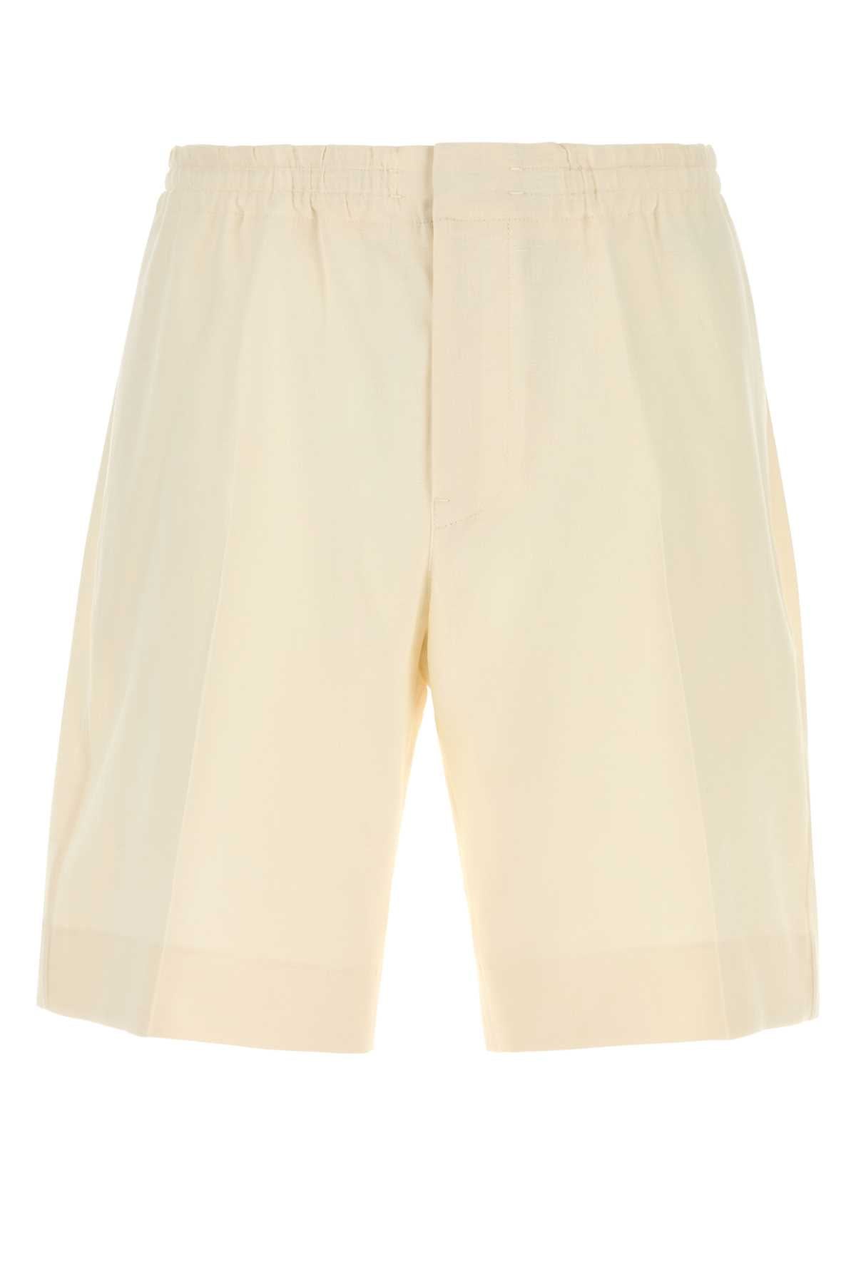 Zegna Men Ivory Linen Bermuda Shorts
