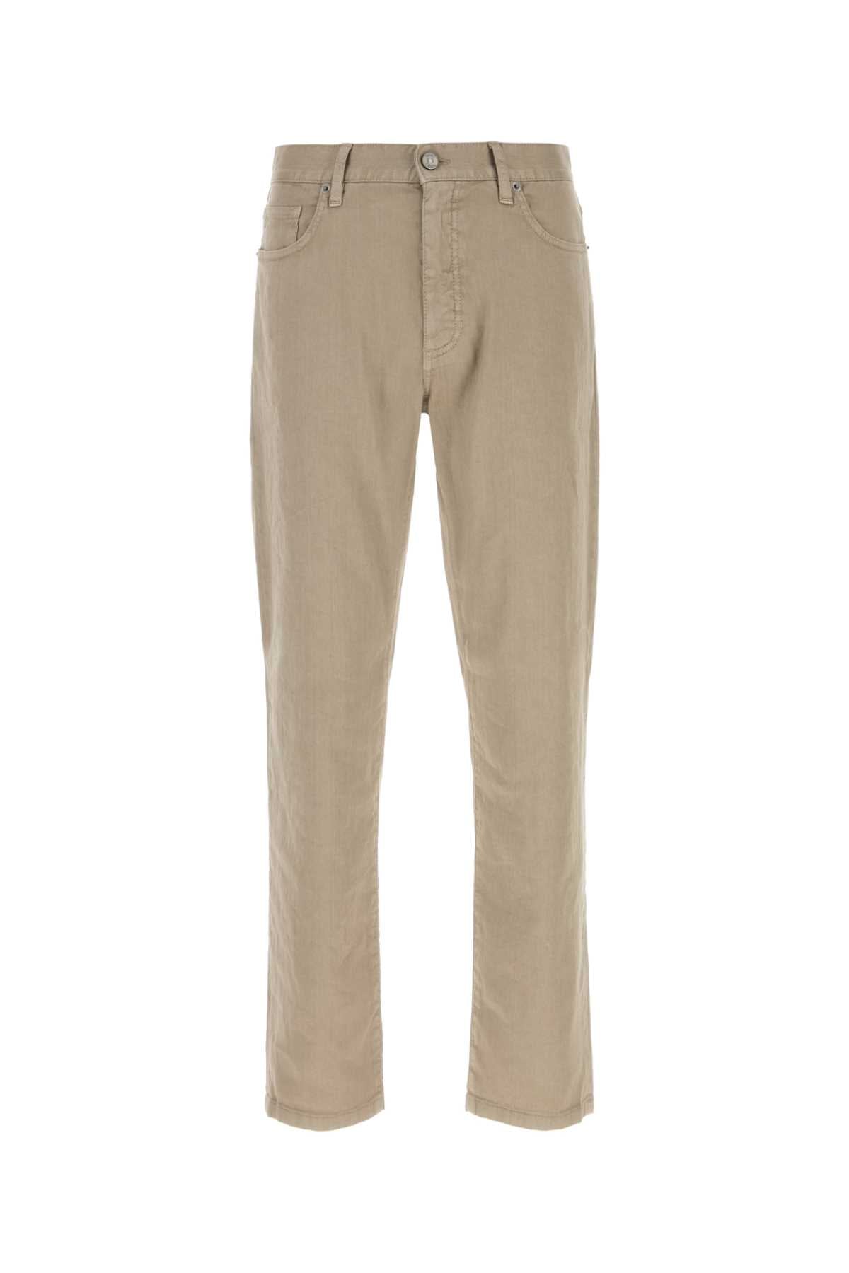Zegna Men Beige Stretch Linen Blend Pant