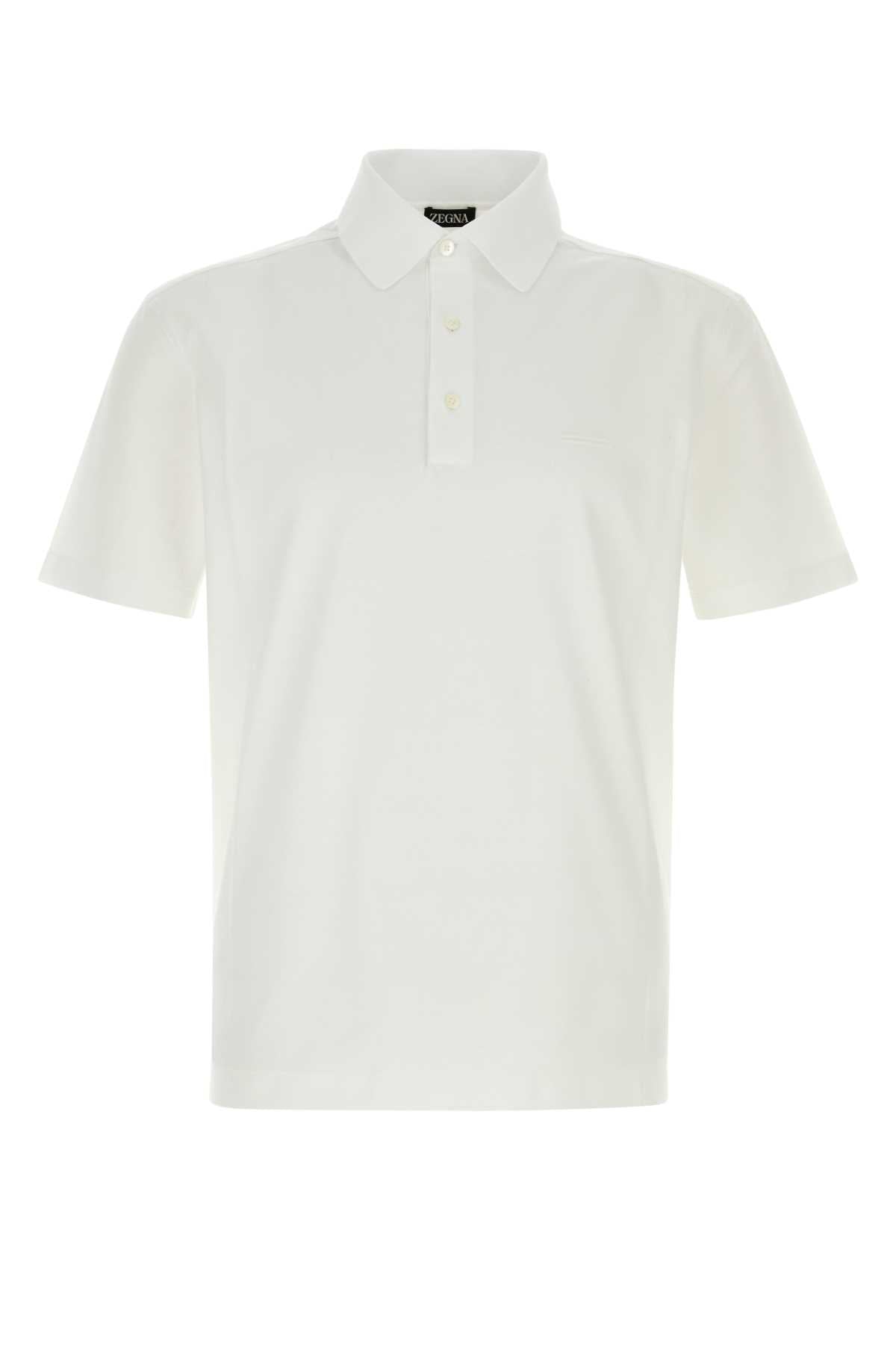 Zegna Men White Piquet Polo Shirt