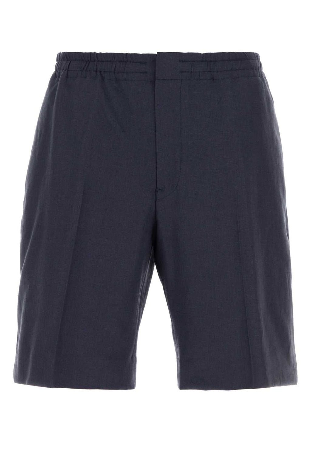 Zegna Men Blue Linen Bermuda Shorts