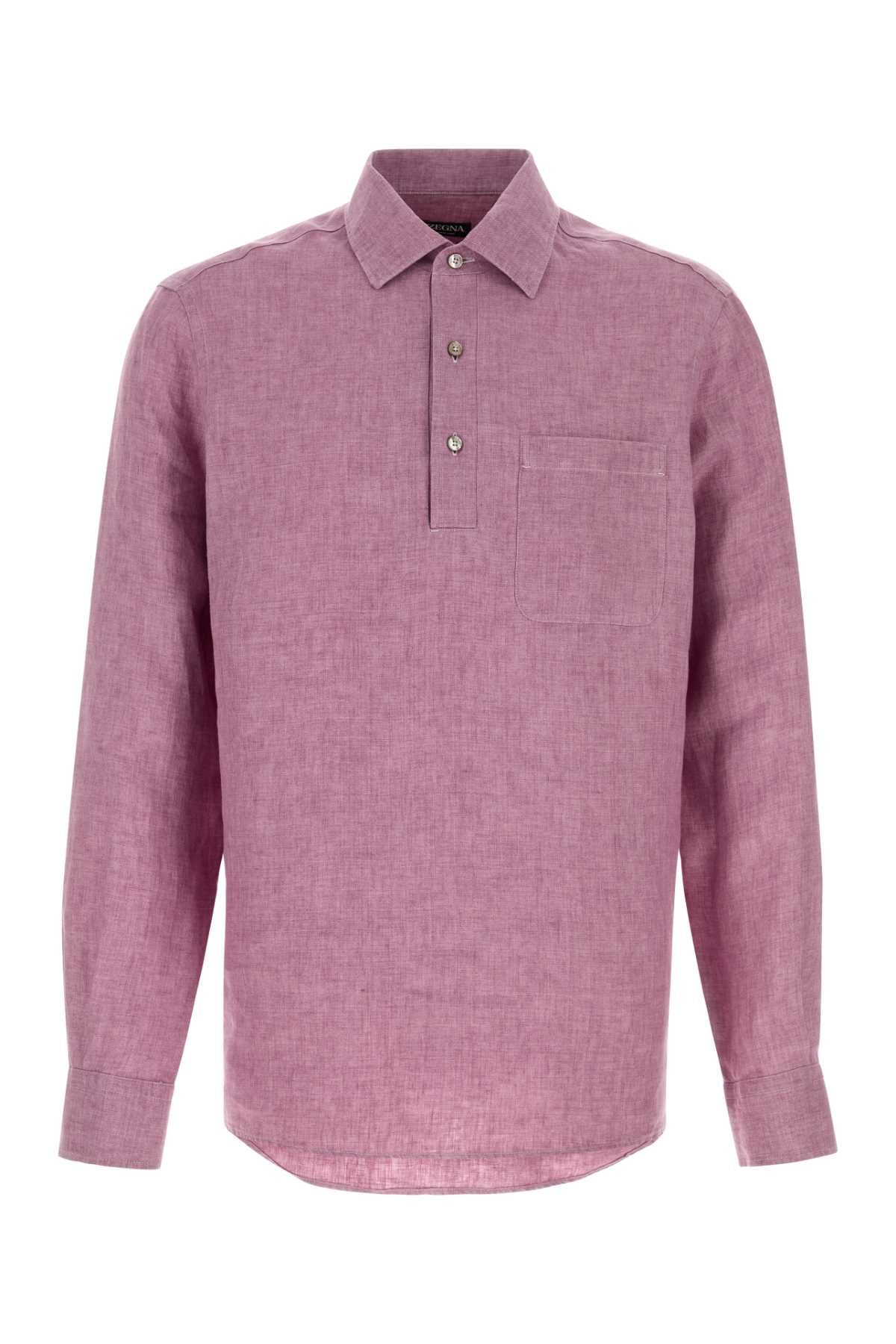 Zegna Men Tyrian Purple Linen Shirt