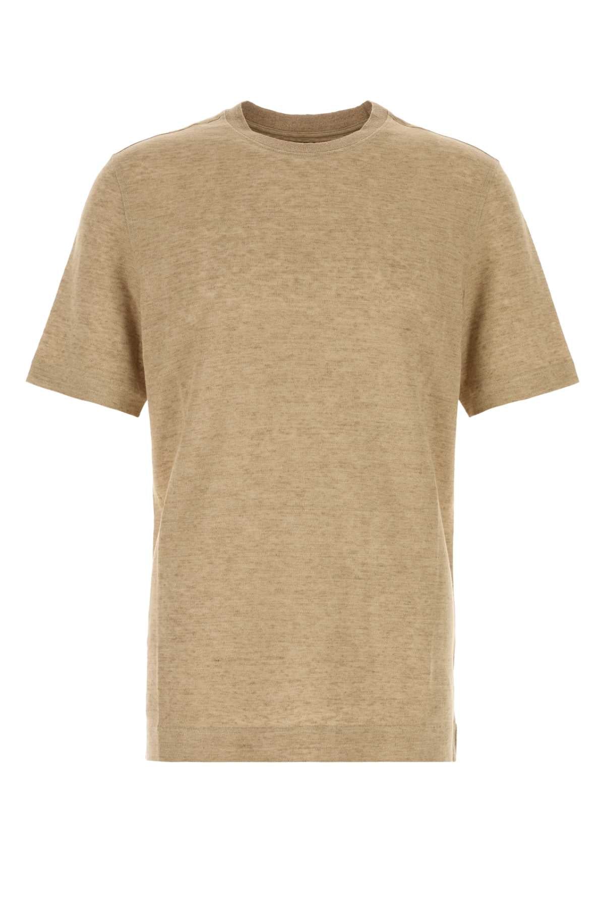 Zegna Men Cappuccino Linen T-Shirt