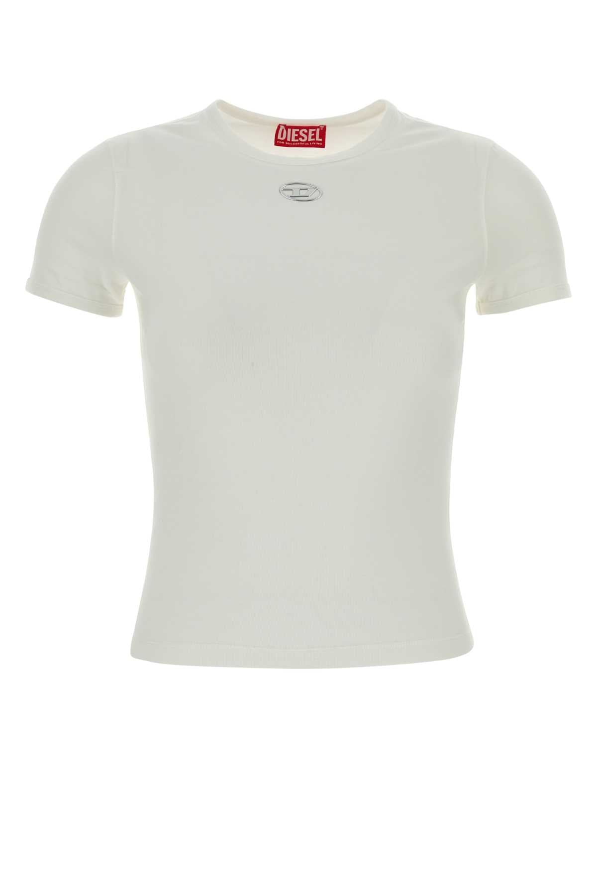 Diesel Women White Stretch Cotton T-Shirt