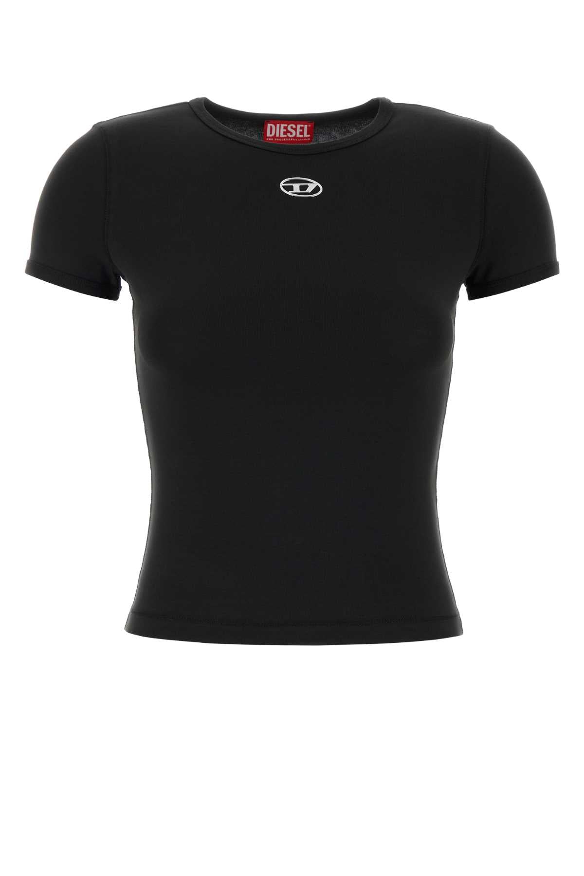 Diesel Women Black Stretch Cotton T-Shirt