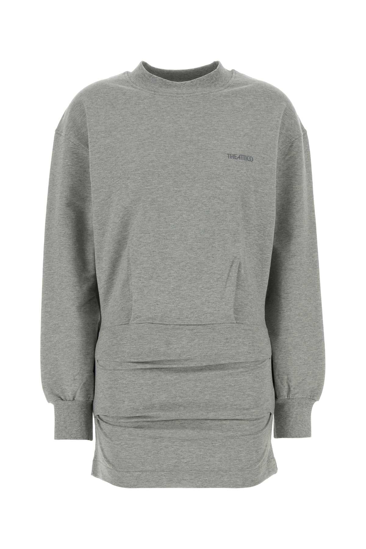 The Attico Women Grey Stretch Cotton Sweatshirt Mini Dress