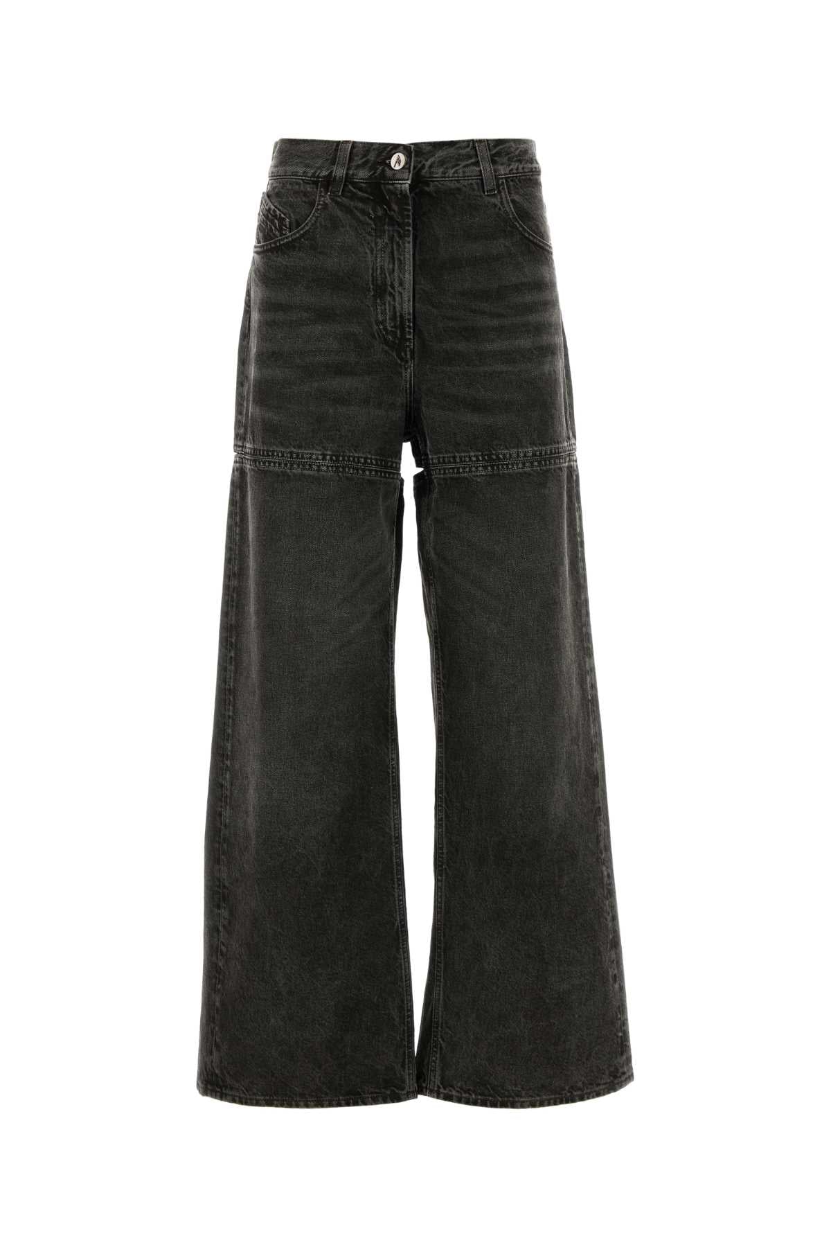 The Attico Women Dark Grey Denim Wide-Leg Jeans