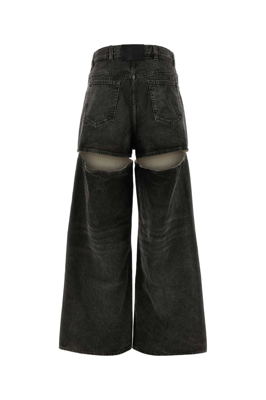 The Attico Women Dark Grey Denim Wide-Leg Jeans