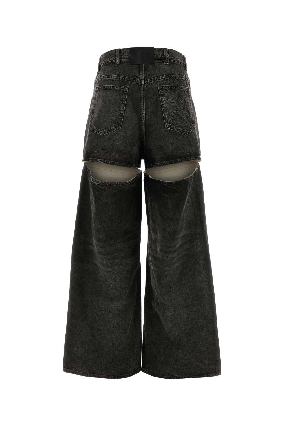 The Attico Women Dark Grey Denim Wide-Leg Jeans