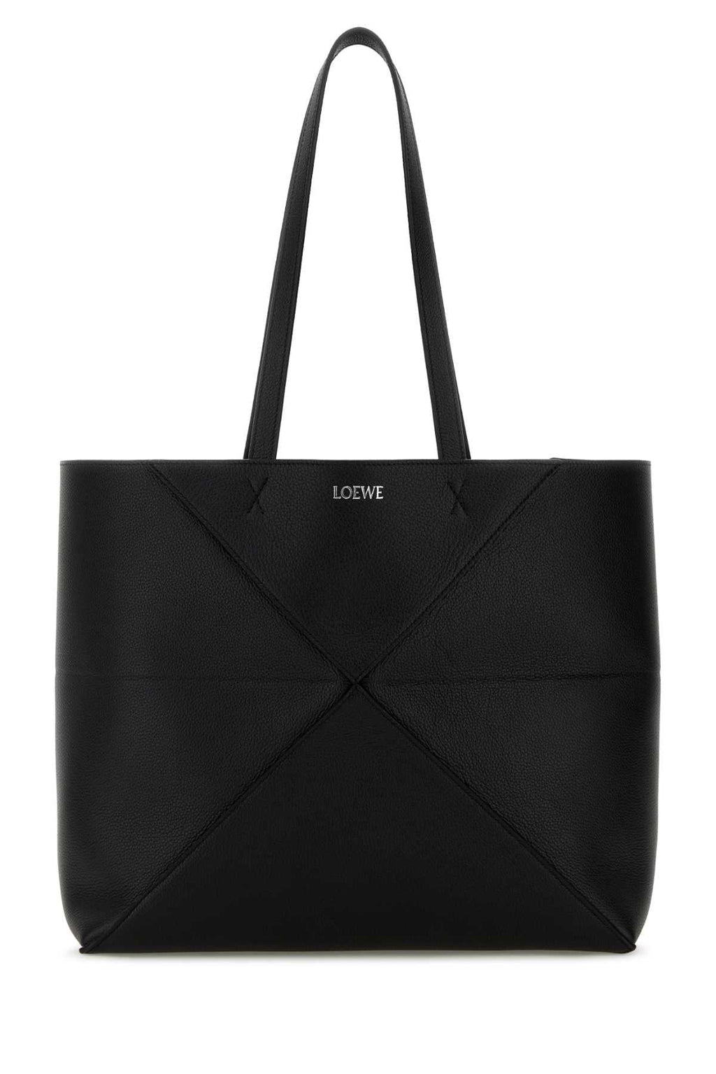Loewe Women Black Leather Medium Puzzle Fold Shopping Bag