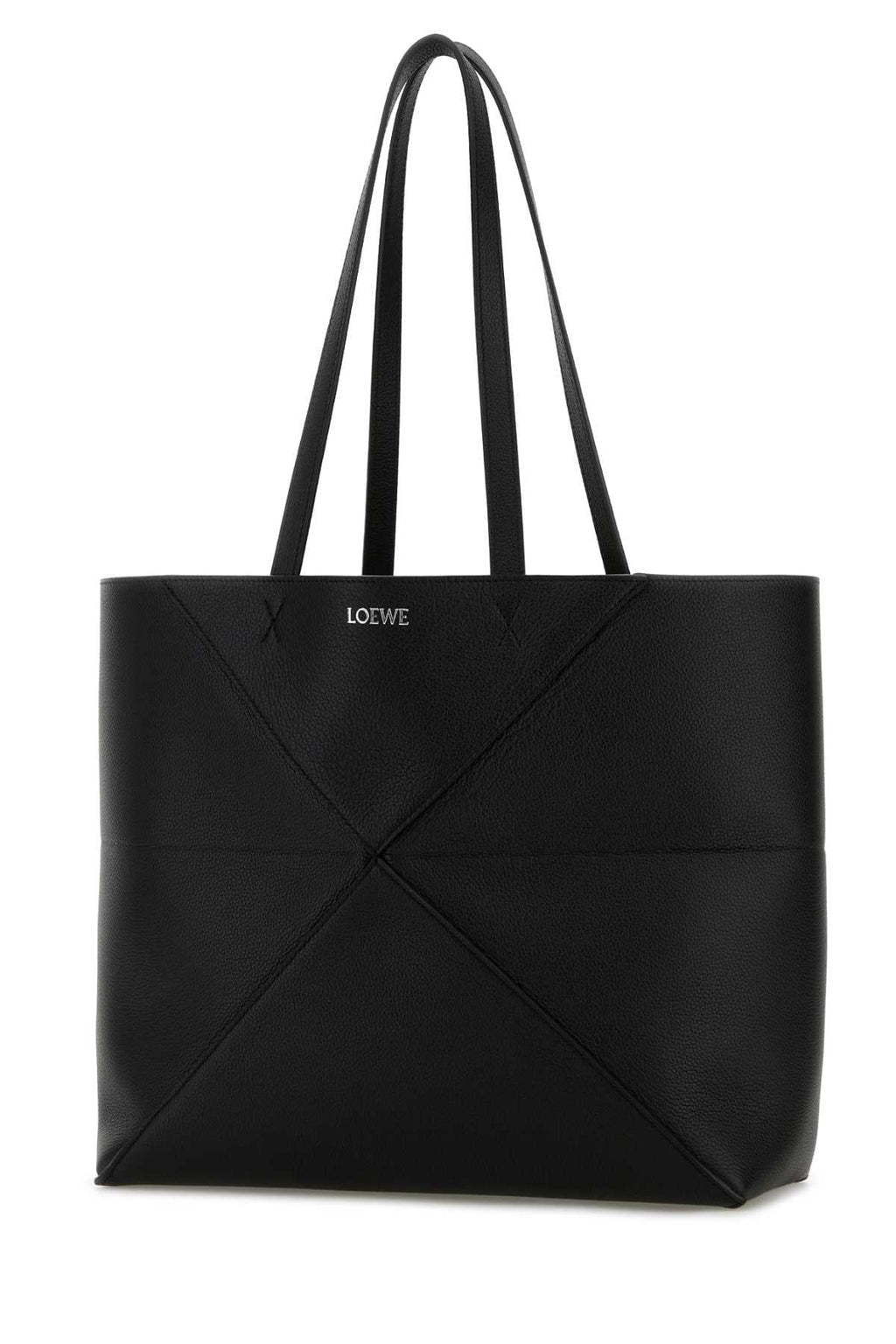 Loewe Women Black Leather Medium Puzzle Fold Shopping Bag