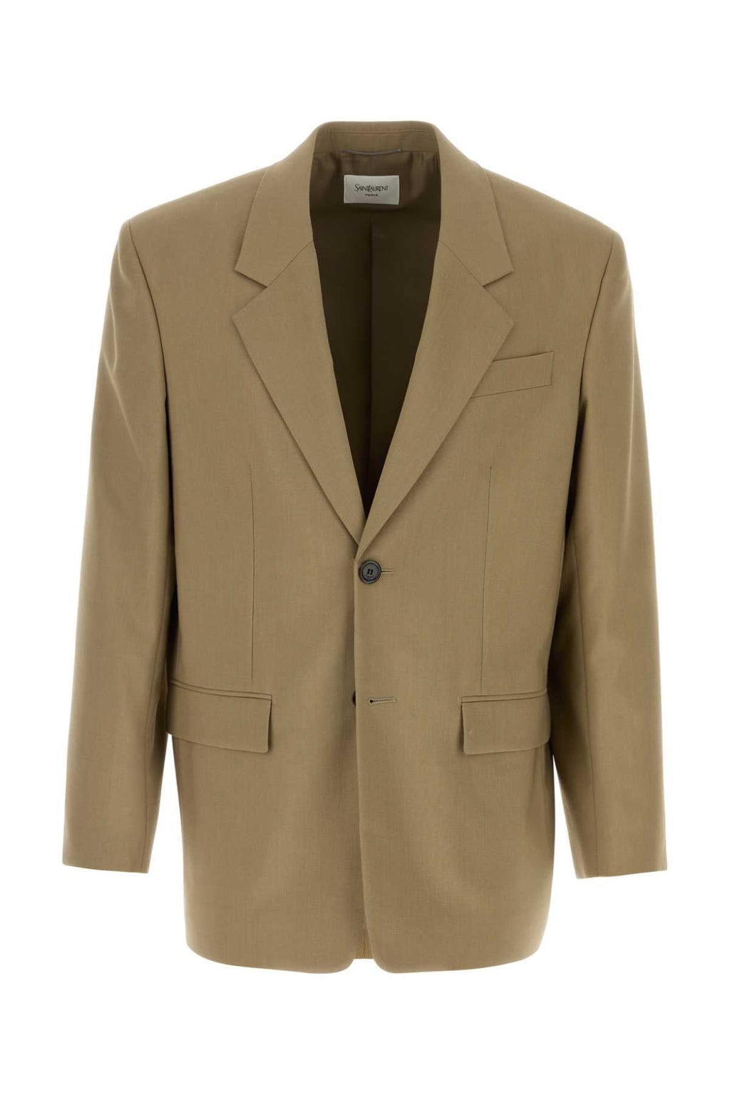 Saint Laurent Men Khaki Wool Blend Blazer