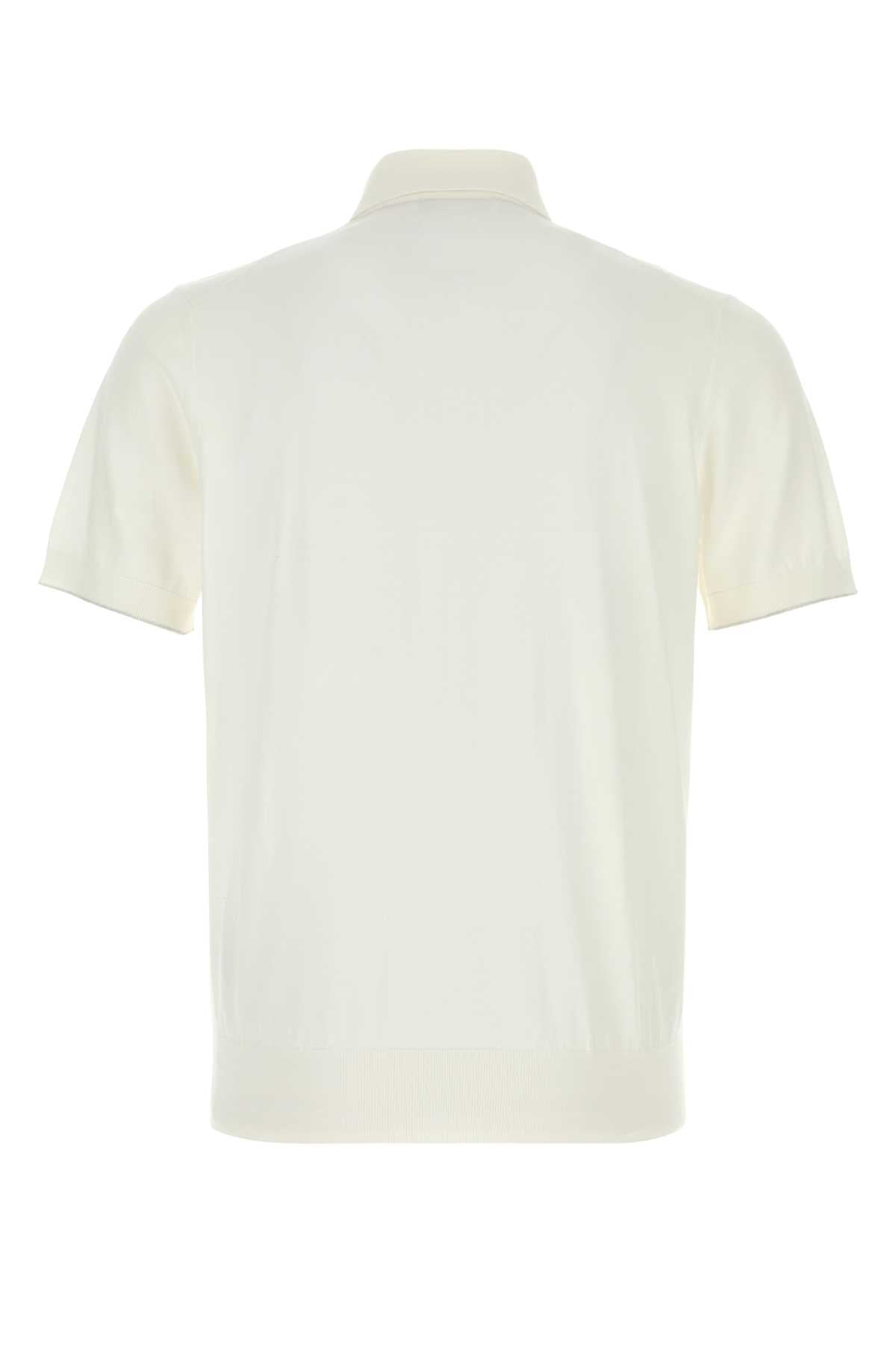 Brunello Cucinelli Men White Cotton Polo Shirt