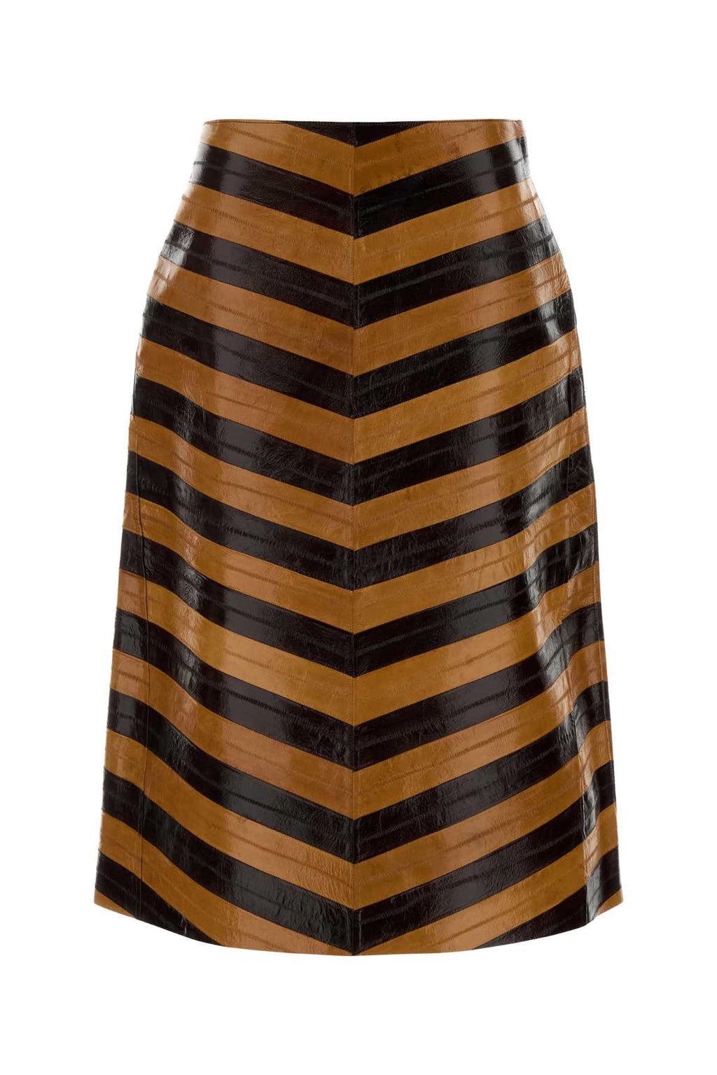 Fendi Women Two-Tone Leather Skirt