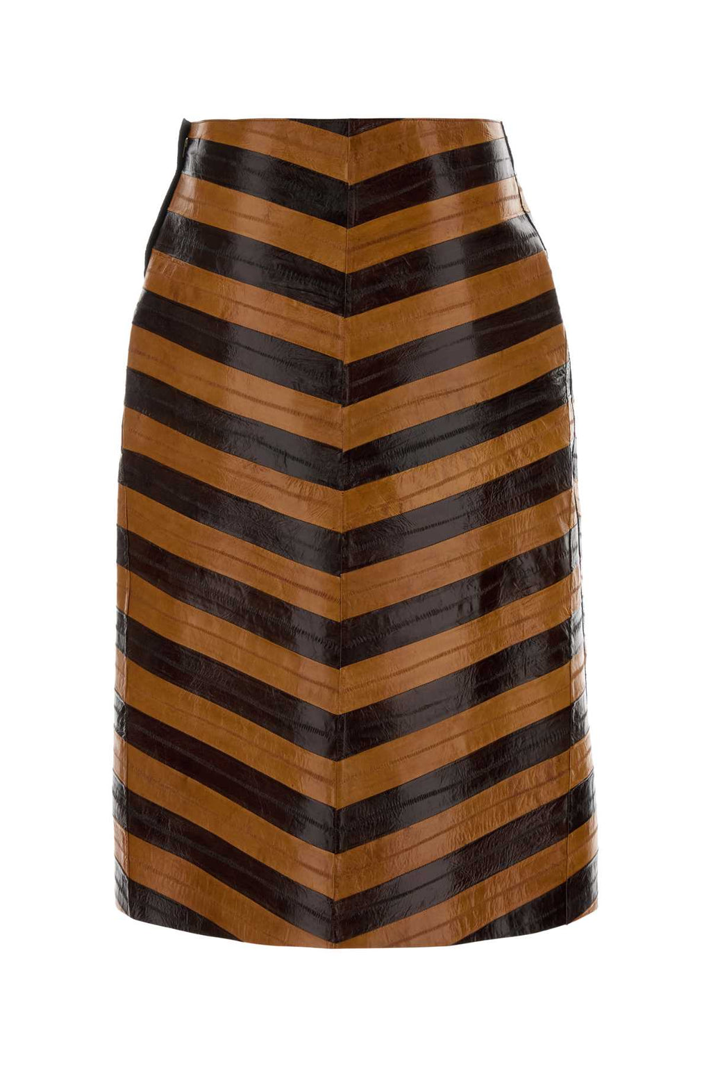 Fendi Women Two-Tone Leather Skirt