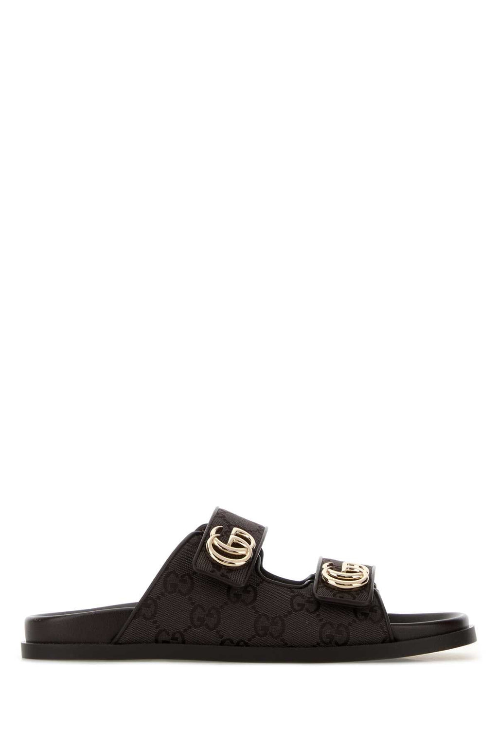 Gucci Women Dark Brown Canvas Slippers