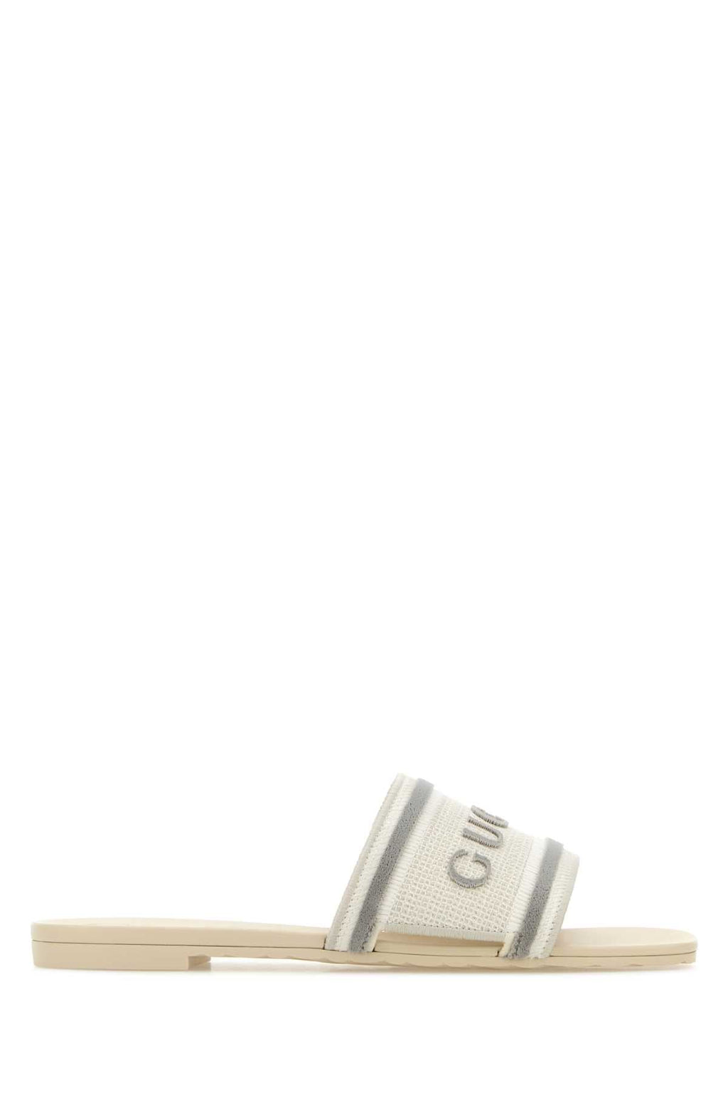 Gucci Women White Canvas Slippers