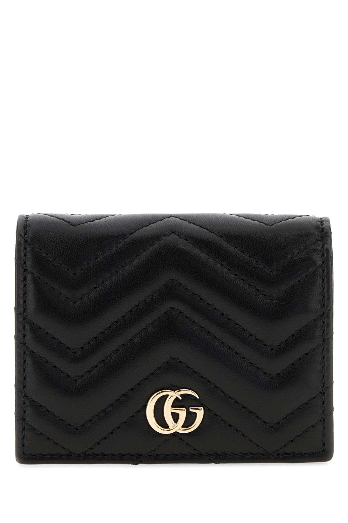 Gucci Women Black Leather Small Gg Marmont Wallet