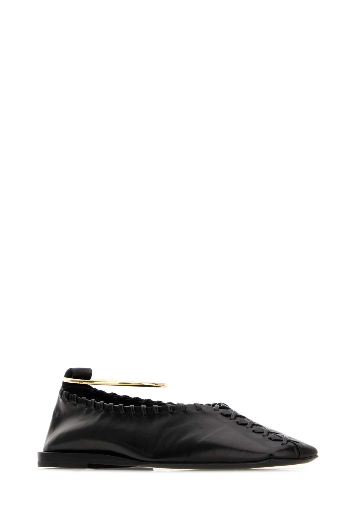 Jil Sander Women Black Leather Ring Ballerinas