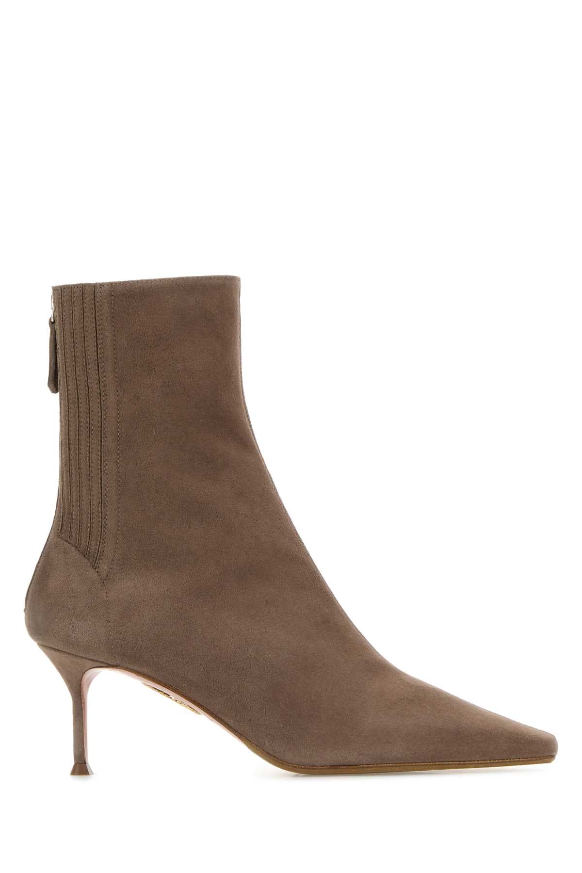 Aquazzura Women Dove Grey Suede Saint Honor Ankle Boots