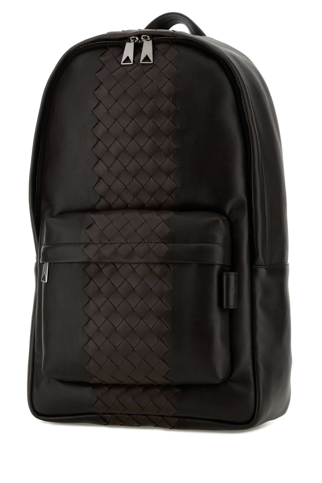 Bottega Veneta Men Dark Brown Leather Backpack