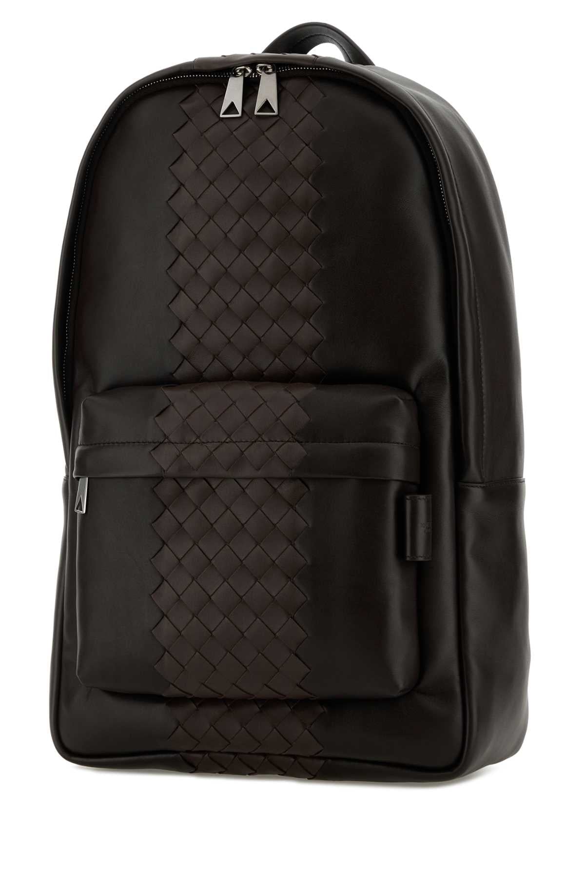 Bottega Veneta Men Dark Brown Leather Backpack