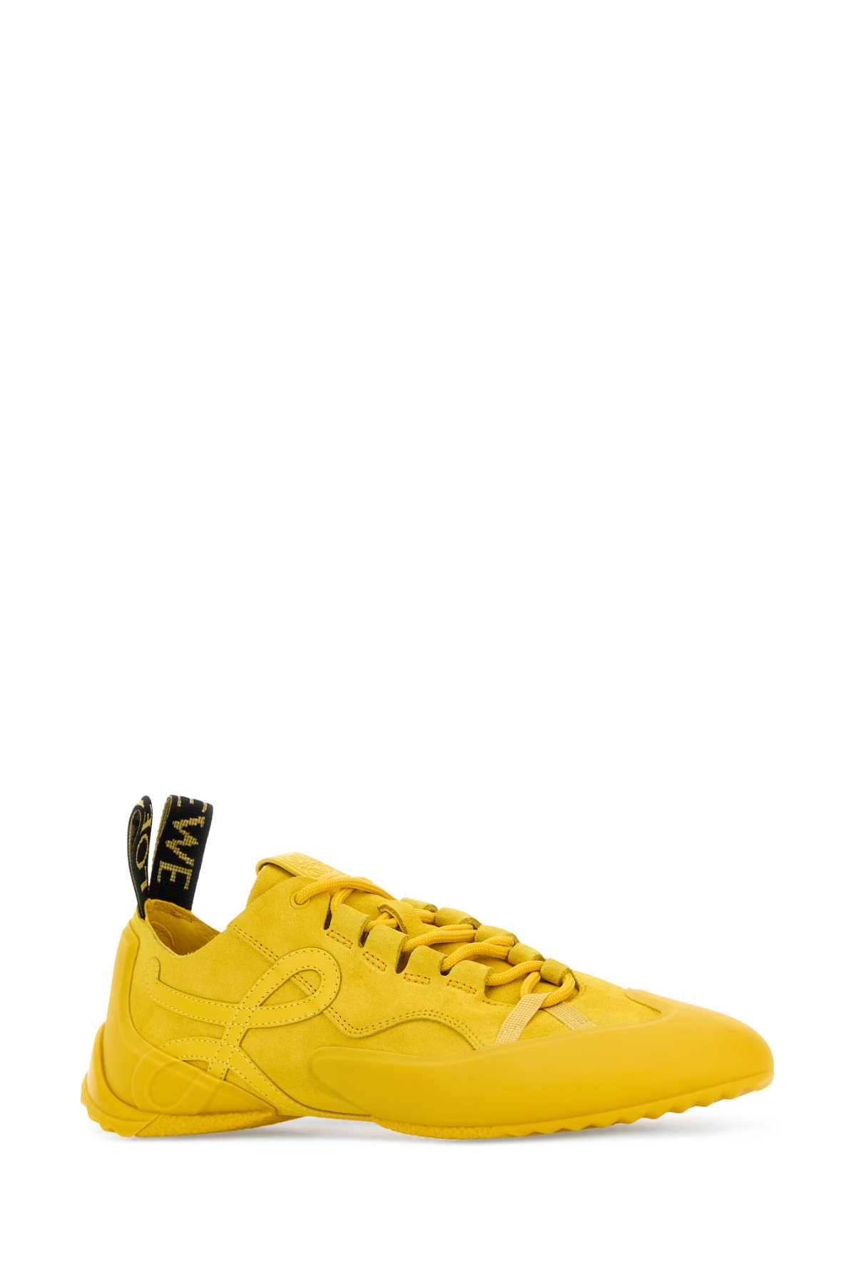 Loewe Women Yellow Suede Grip Sneakers