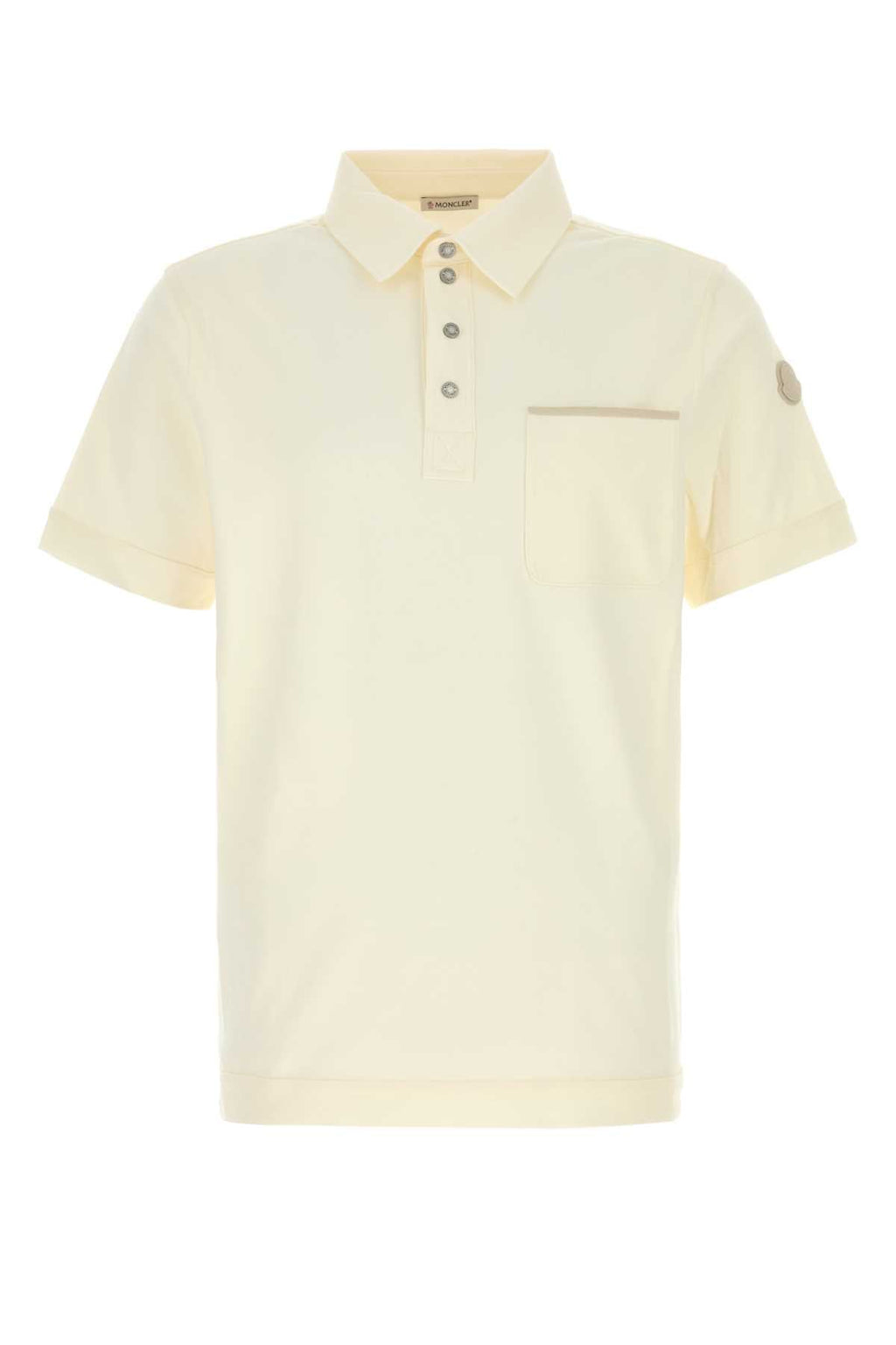 Moncler Men Cream Stretch Piquet Polo Shirt