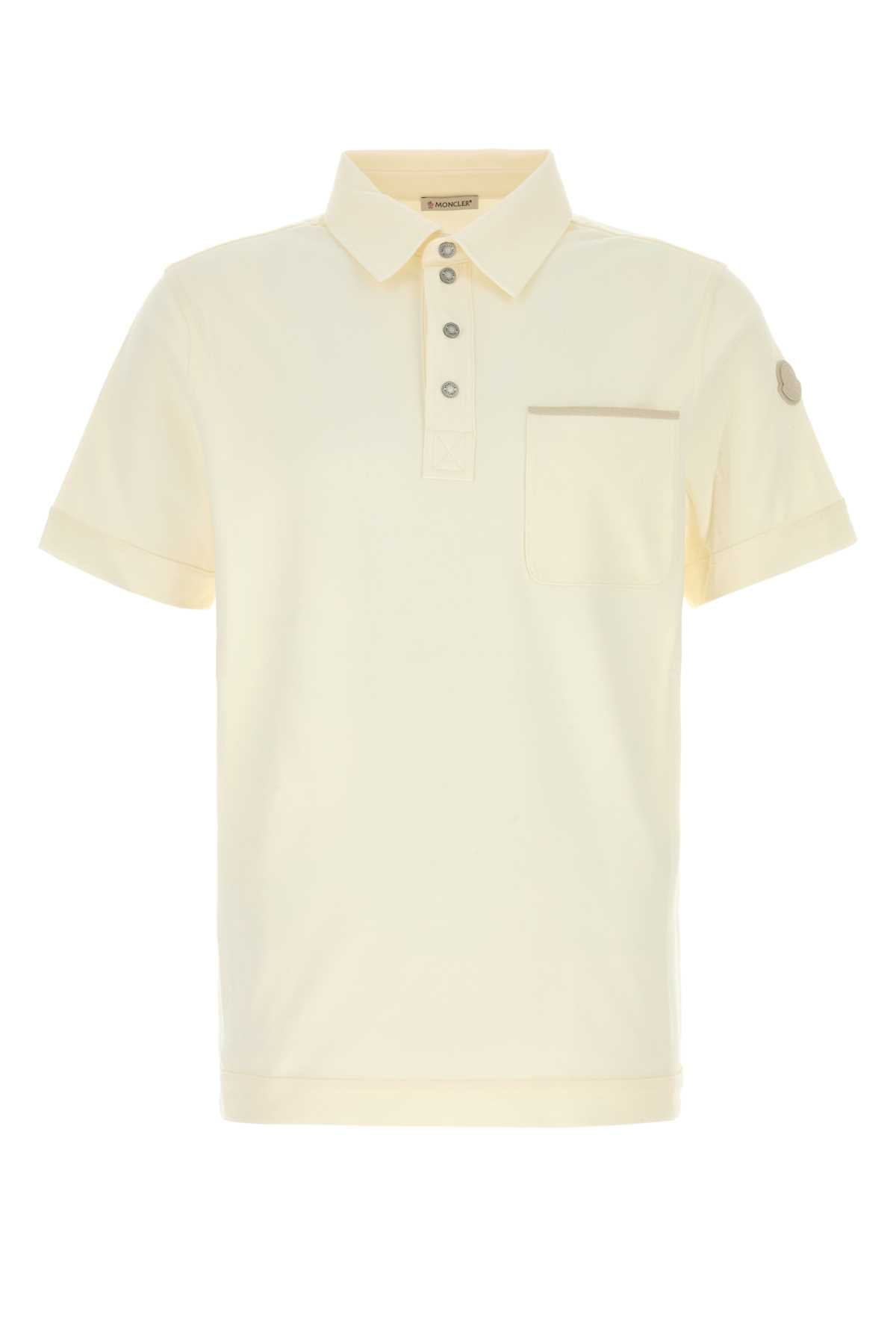 Moncler Men Cream Stretch Piquet Polo Shirt