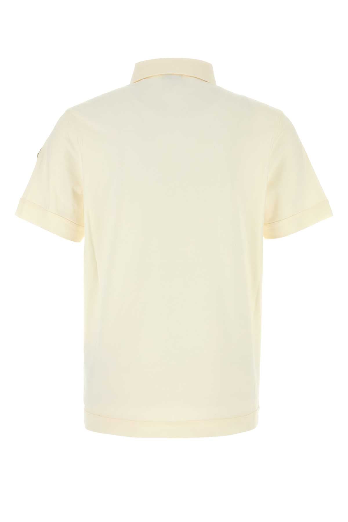 Moncler Men Cream Stretch Piquet Polo Shirt