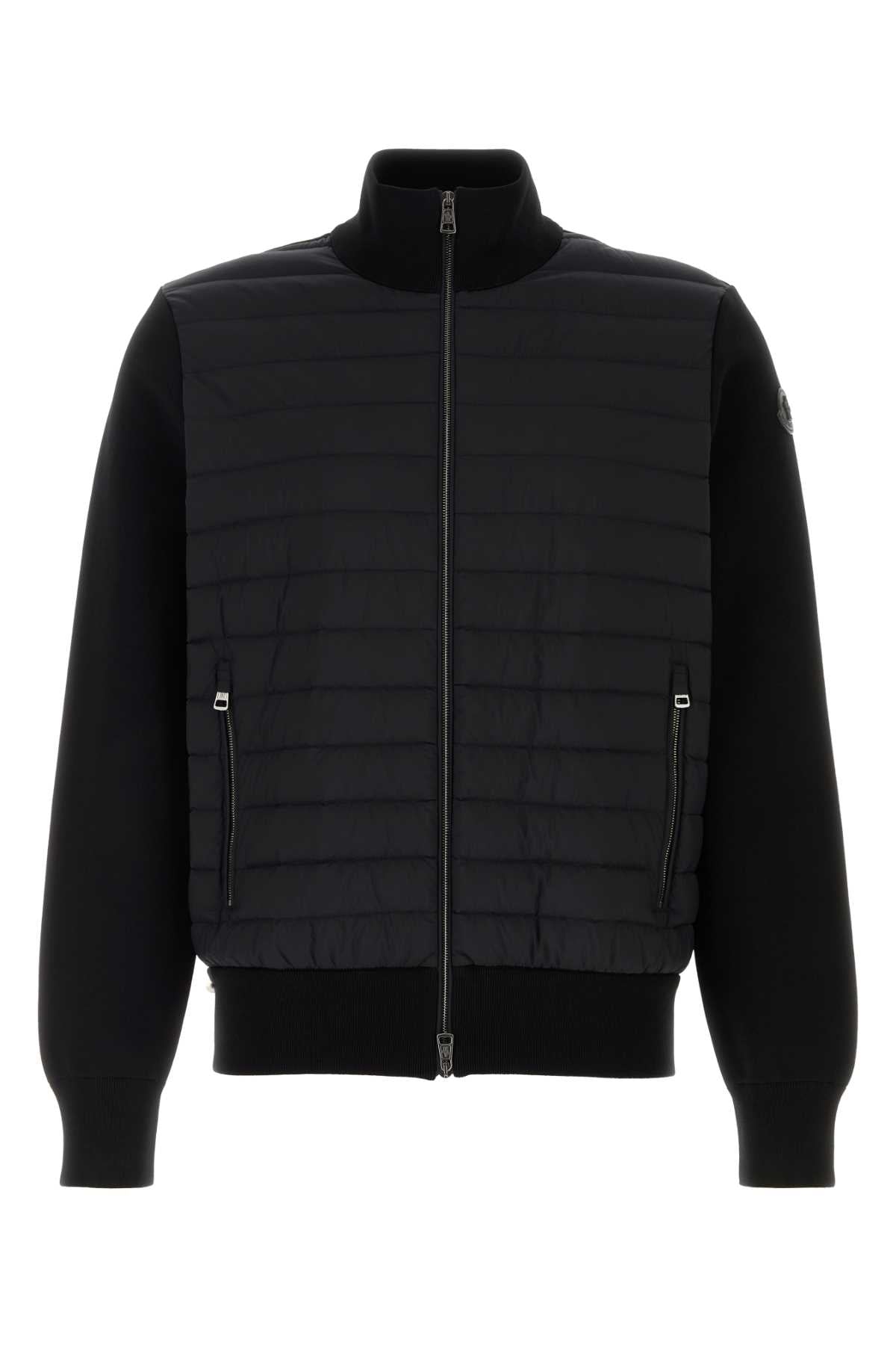 Moncler Men Black Knit And Nylon Jacket