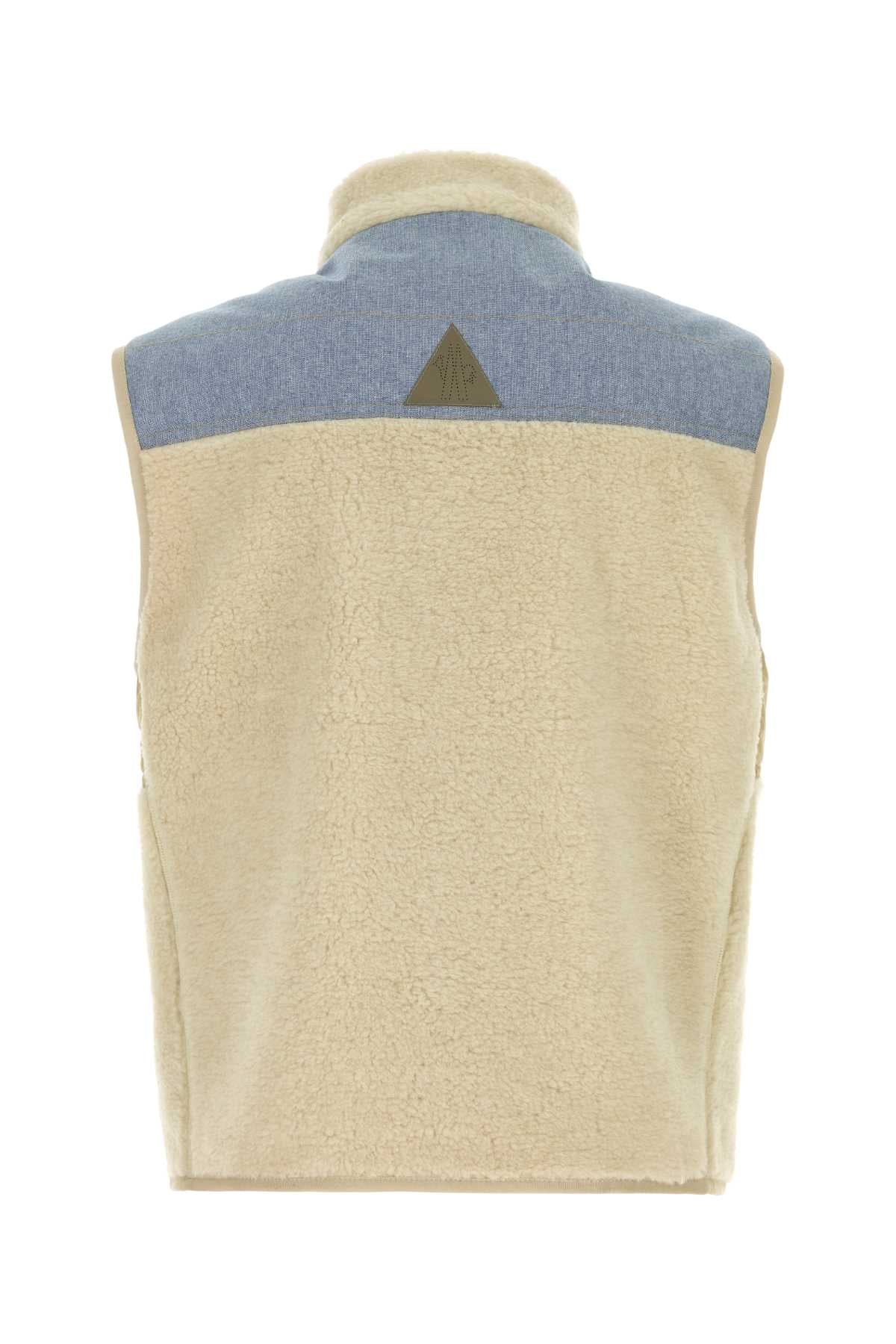 Moncler Grenoble Men Sand Teddy Fabric Sleeveless Jacket