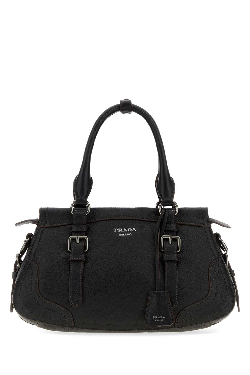 Prada Women Black Leather Large Handbag
